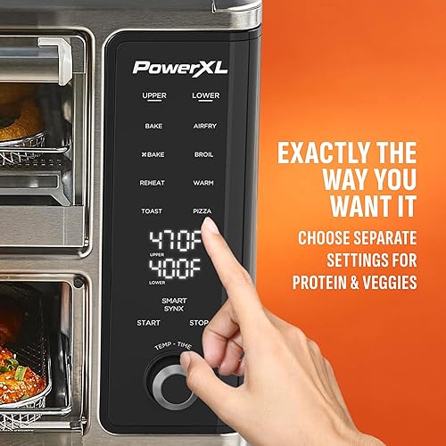 Miniatura 4 de PowerXL SmartSynx - Horno de doble puerta, 8 ajustes preestablecidos de cocción de tacto rápido, incluyendo freír al aire, tostar, hornear, asar,