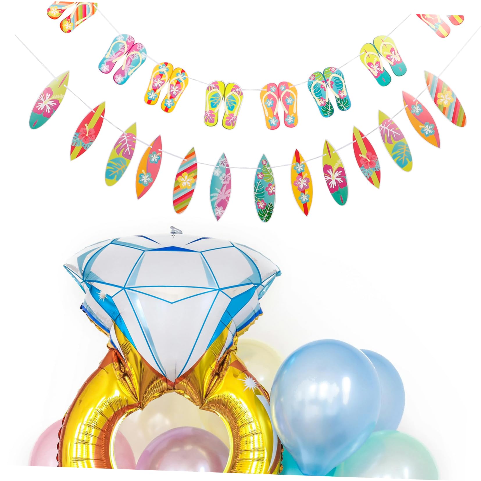 Amosfun 10 Stück Hawaiianische Deko Flaggen Für Sommerpartys Sommerbanner Hausschuhe Ausschnitte Banner Flips Flop Türschilder Hintergrund Für Partys Hawaii Partydekorationen
