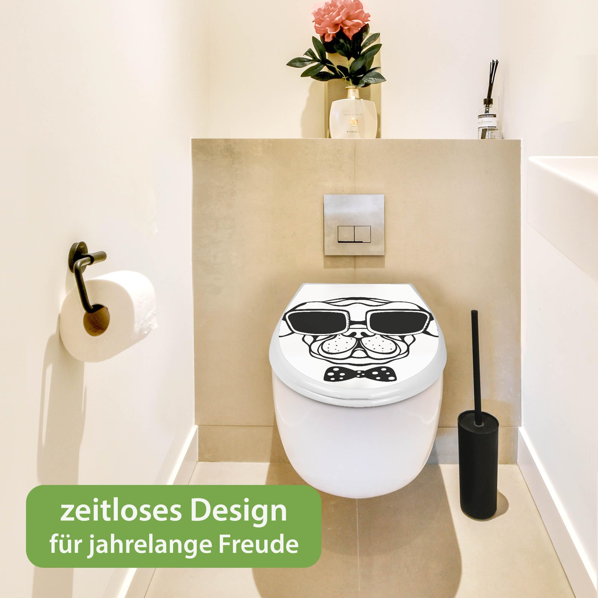banjado Familien WC Sitz mit Absenkautomatik 44,9x37,1cm - Klobrille mit Kindersitz aus hochwertigem Polypropylen - Toilettendeckel mit Kinder Toilettensitz integriert - Motiv Big Boss