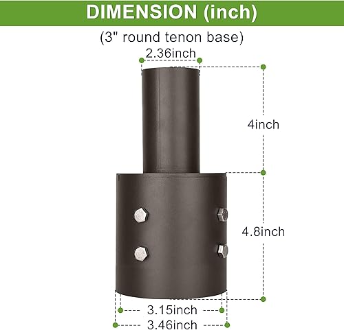 Miniatura 2 de Adaptador de espiga de poste redondo de 3 pulgadas, adaptador de soporte vertical con soporte deslizante (OD 2 38 pulgadas) para iluminación de caja