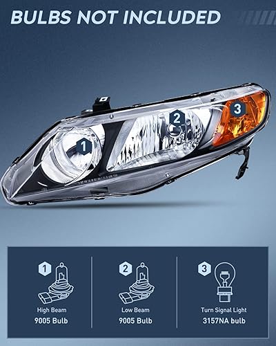 Vista 34 de Nilight Conjunto de faros delanteros, faros de repuesto, carcasa cromada, reflector ámbar, lente transparente mejorada, para el lado del conductor