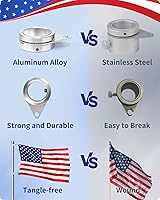 Vista 4 de Paquete de 2 anillos de poste de bandera de aleación de aluminio, anillos de montaje de bandera giratorios de 360 grados, kit de poste de bandera