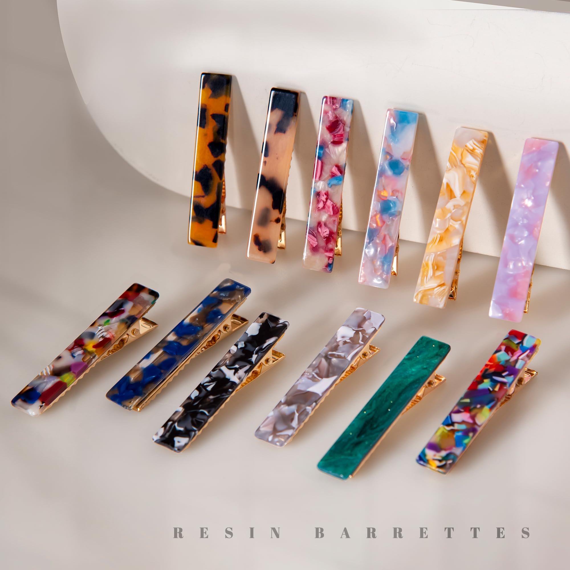 New 30pcs Resin Hair Clips Set, Acrylic Alligator Clips Hair Accessories… Doromy 12 Pack Acrylic Resin Hair Clips Set - Geometric  main image 4