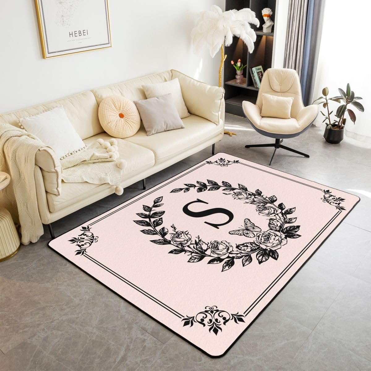 Homewish Dywaniki z monogramem litera S do sypialni 100 x 150 cm