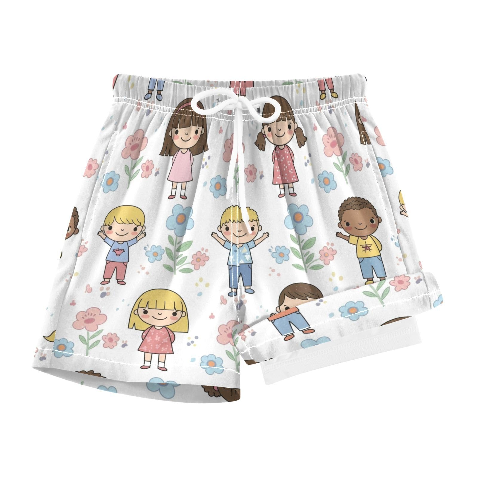 YANENDIE Boy Swim Trunks with Compression Liner Cute Pattern Boys Swim Shorts Quick Dry Beach Shorts