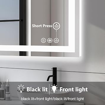 NEWBULIG 28x36 LED Bathroom Mirror with Lights, Anti-Fog