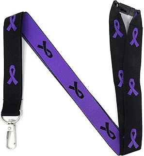 Vinylcation Purple Awareness Ribbon Lanyard for Supporting Alzheimer's, Fibromyalgia, Lupus, Epilepsy and Many More Great Causes! Keychain and ID Holder for Keys or Badge | Durable Woven Polyester