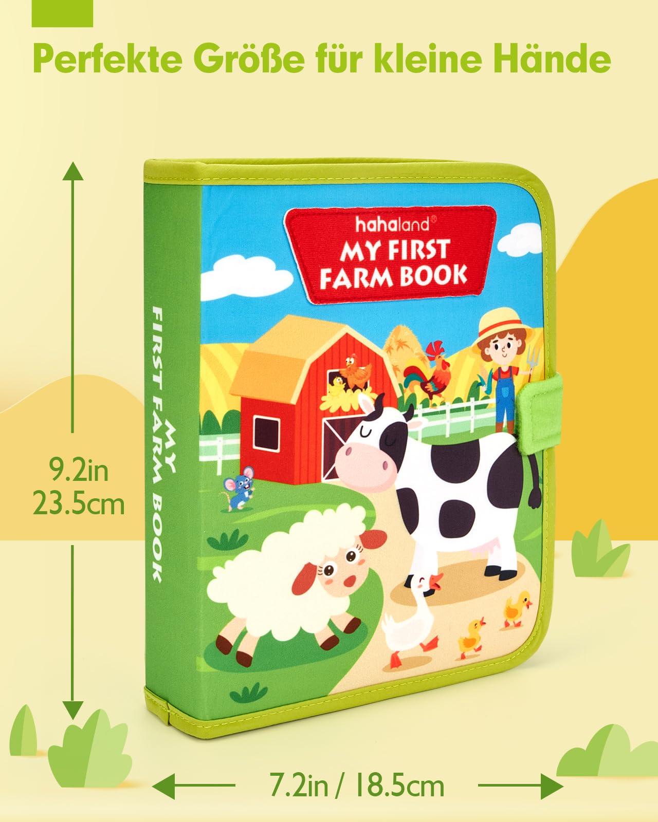hahaland Montessori Spielzeug ab 1 Jahr – Bauernhof Thema Quiet Book, 20-in-1 Busy Board Weichem Filz für Frühe Bildung, Busy Book für Autofahrt, Spielzeug ab 1 2 3 Jahre, Geschenk zum 1 Geburtstag