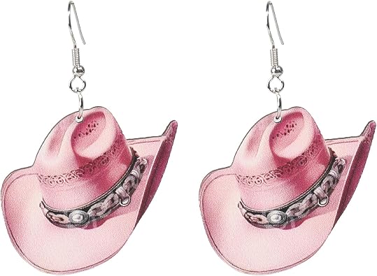 Western Cow Fedora Hat Earrings Boho Wooden Cowgirl Cowboy Hat Rodeo Boot Drop Dangle Preppy Lightweight Western Earrings for Women Ladies