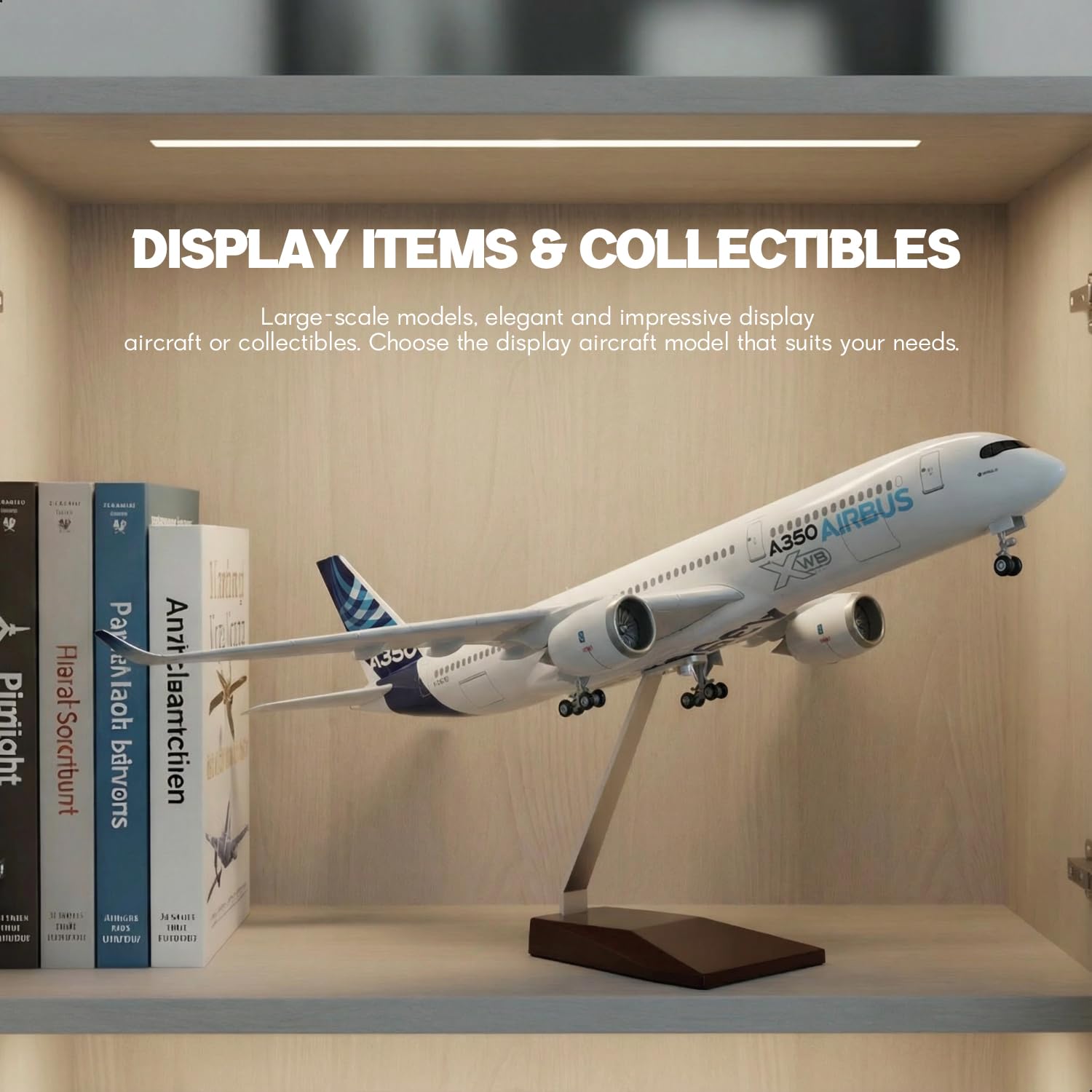 Prototyp 1/150 A350, ze stojakiem (długość 47 cm) do samolotu Airbus A350, z żywicy dla dorosłych, pamiątka, pomysł na prezent dla entuzjastów lotnictwa, dekoracja do domu lub biura