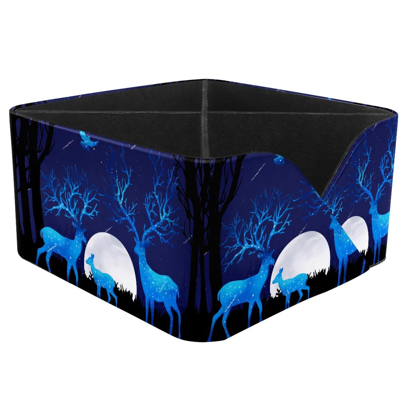 KengjuTesu Galaxy Deers and Birds Desktop Organizer Pen Holder, Rectangular Pencil Cup for Office, Study and Makeup Stations