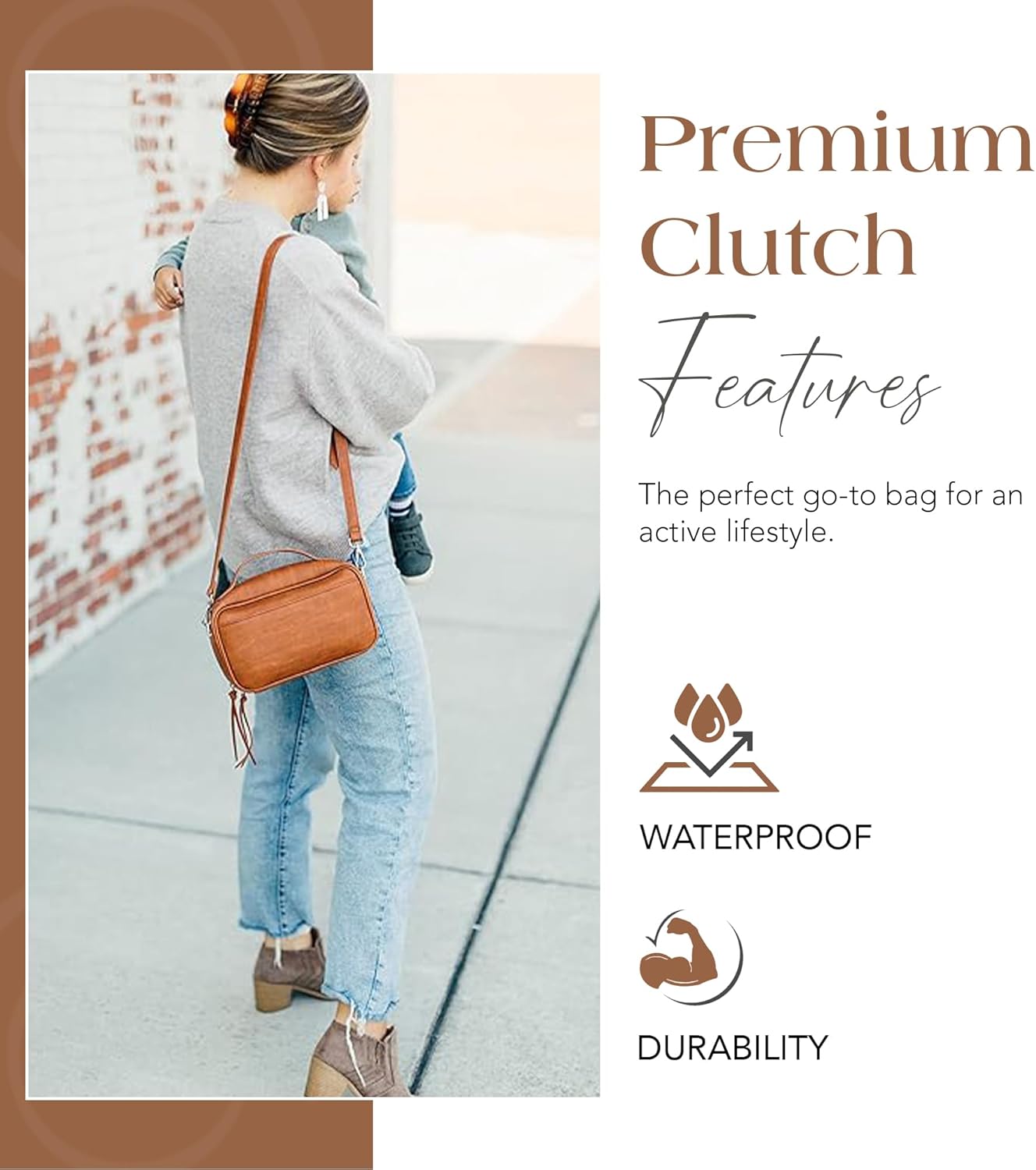Citi Collective Diaper Bag Clutch - Stylish & Eco-Friendly Vegan Leather Solution for On-the-Go Parents Vintage Tan