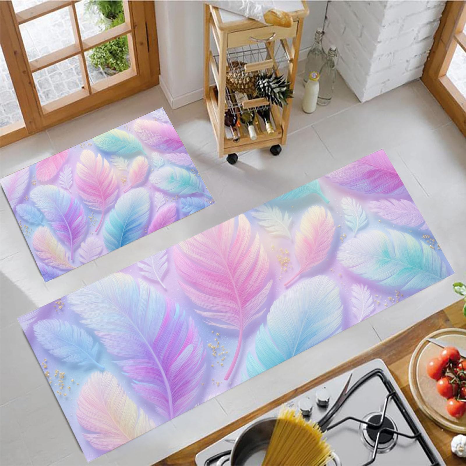 Tapis de cuisine bohème violet 43X150cm pour une ambiance onirique et douce
