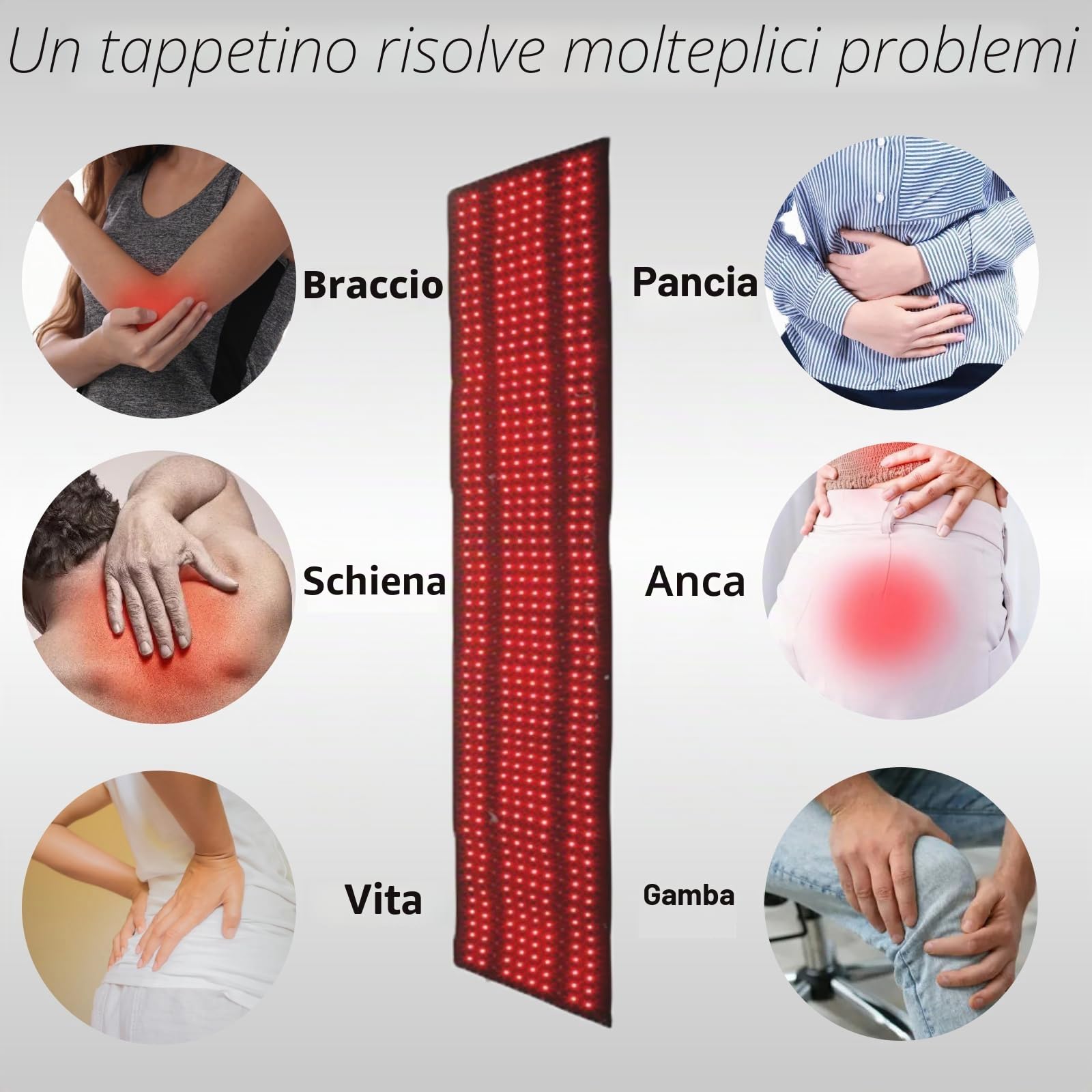 Tappetino per tutto il corpo con luce rossa e infrarossa, 1260 LED, 660 nm e 850 nm, con telecomando, 3 modalità e 5 livelli di luminosità, di grandi dimensioni (160cm*70cm)