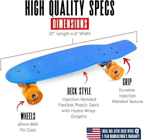 Miniatura 2 de Madd Gear Patineta Retro Board de 22 pulgadas, ideal para mayores de 5 años, límite de peso de 176 libras
