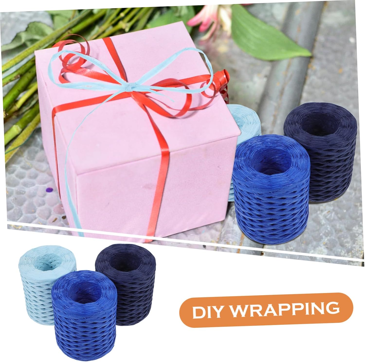 Veemoon 3Rolls Raffia Ribbon for Wrapping Durable Paper String for DIY Crafts and Elegant Decoration