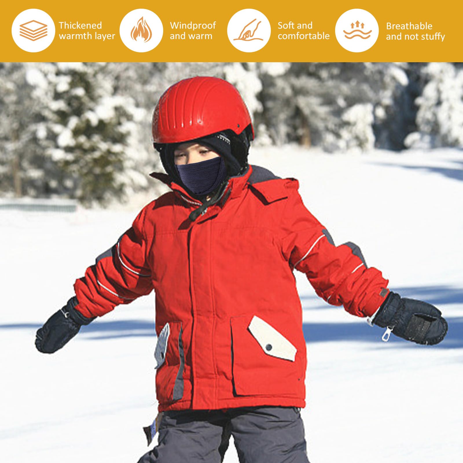 BWBIKE Kids Balaclava 6-13 lat, ciepła, wiatroszczelna, polarowa maska narciarska do jazdy na rowerze, jazdy na nartach i sportów na świeżym powietrzu, ochrona twarzy pod kask, dla chłopców i