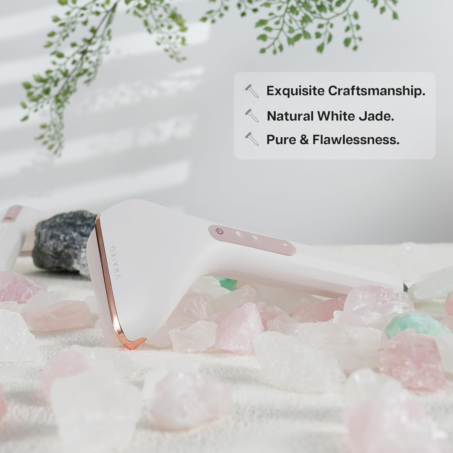 VRAIKO Aurora-X Handheld Gua Sha Device, White Jade Neck Face Massager with Thermal, Vibration and Acupressure Tail, for Face Sculpting Anti-Aging and Relaxation at Home