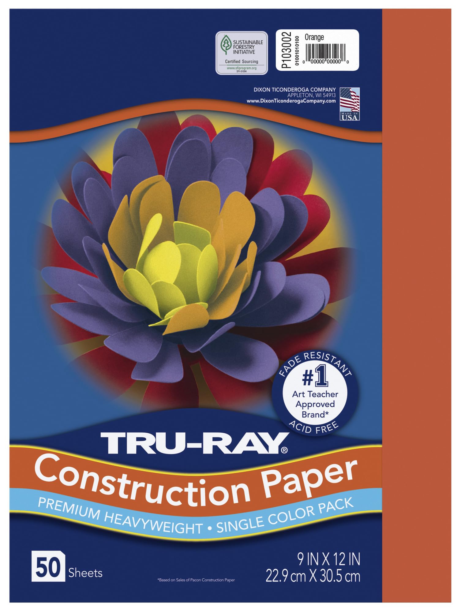 Pacon PAC103002 Tru-Ray Construction Paper, 9 x 12 Inches, Orange, 50 Sheets (103002)