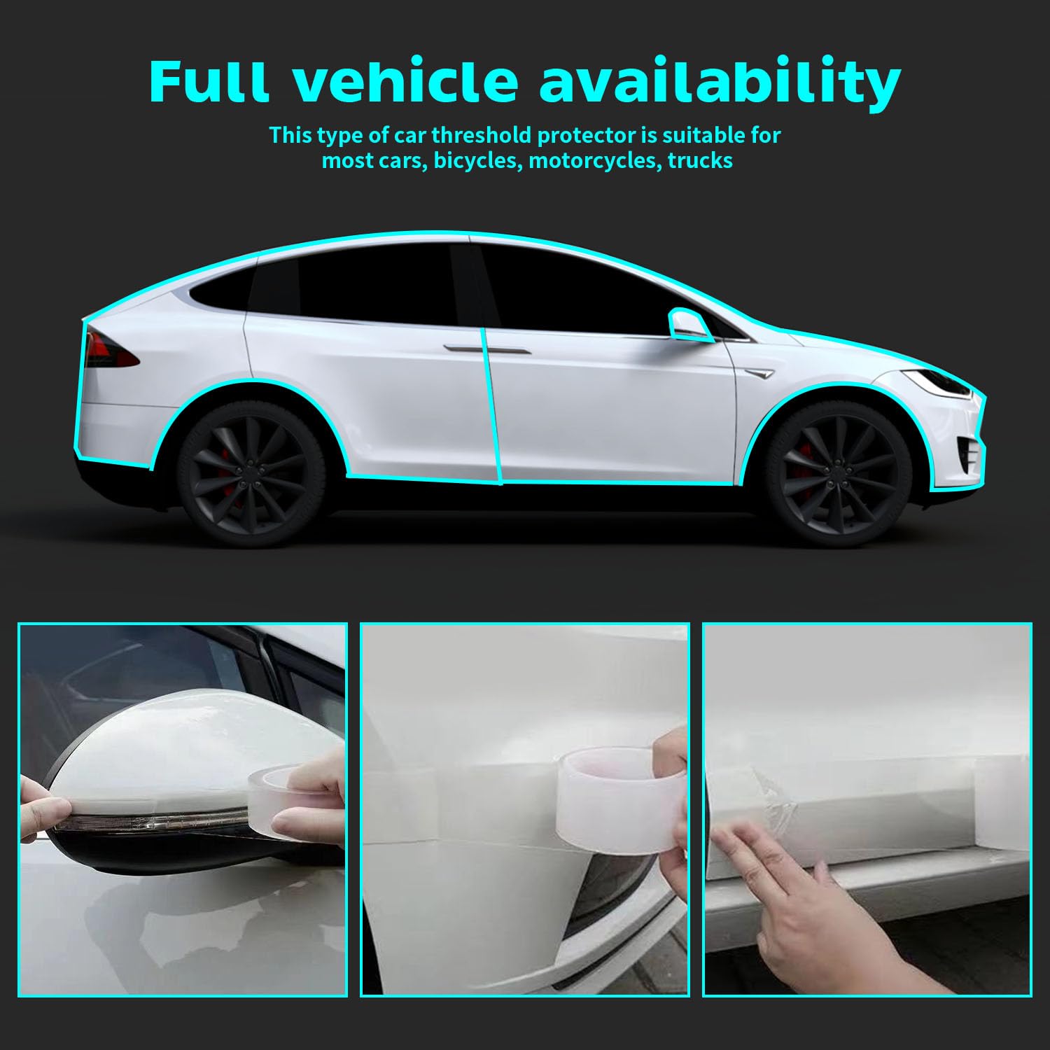 Protection Seuil de Porte Voiture, Transparent Protection Porte Voiture 5CMx10M Universel Film de Protection Seuil de Porte Voiture pour Voiture Vélo Moto, 1 Pièces