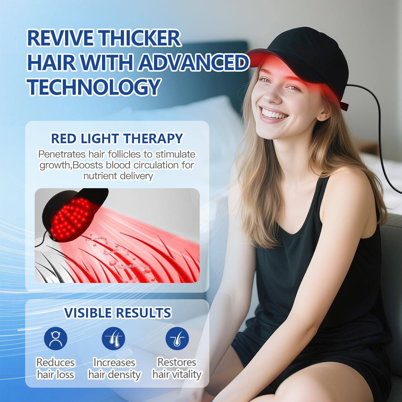 KTS LED Haarwachstum Kappe,620nm Rotlicht&460nm Blaulicht Duales Lichtspektrum,Hair Growth Cap für Frauen/Männer,Abnehmbarer Silikon-Innenkappe,Komfortable Haarpflege für Zuhause