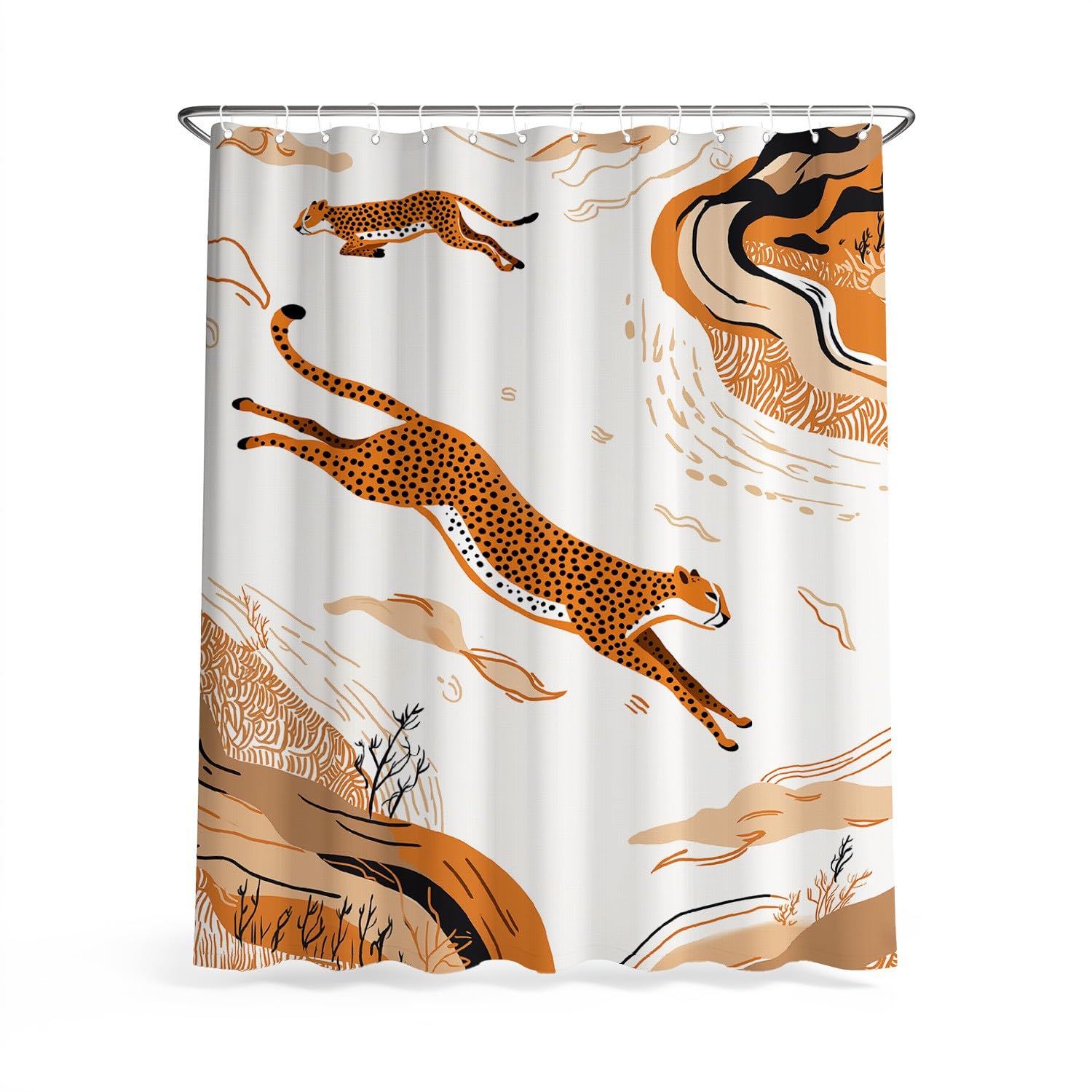 Generico Fantasia Tenda Da Doccia Astratto Animale Leopardo Bianco Marrone, Tenda Da Doccia Per Bagno, Vasca Da Bagno, Tenda In Poliestere Impermeabile Con Ganci In Plastica, 180 x 200 cm
