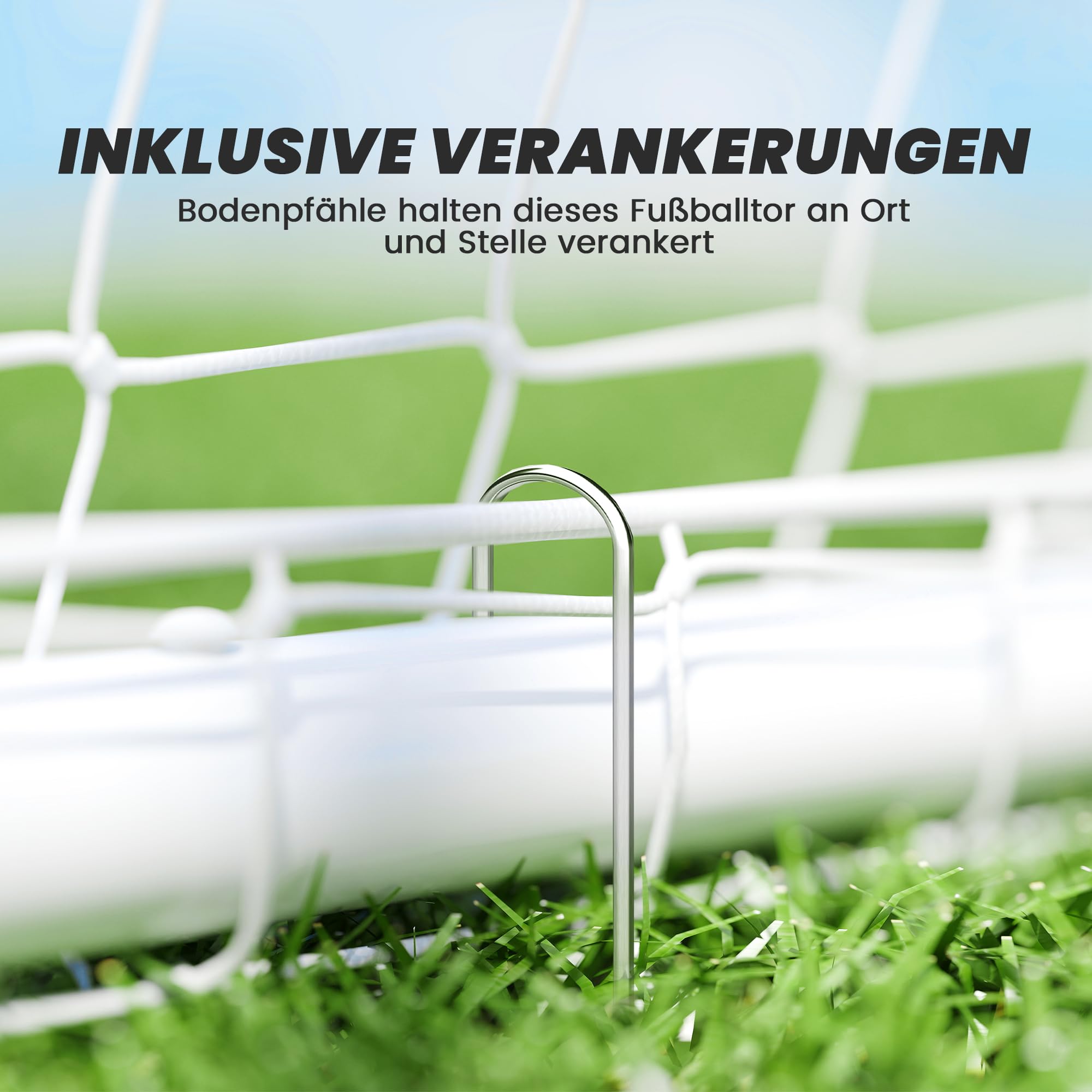 SPORTNOW Fußballtor für Jugendliche & Erwachsene wetterfestes standfestes Fußball Tor mit Netz, Erdhaken, Outdoor Torwand für Garten, Park, Strand