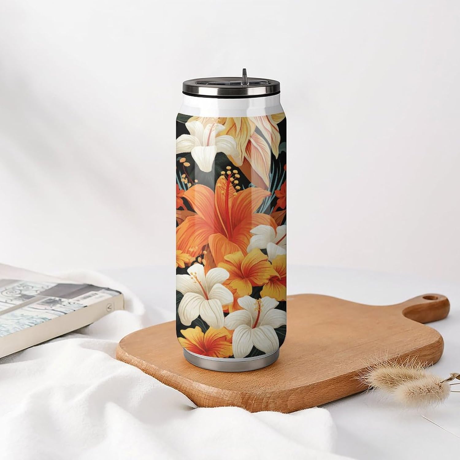 Stainless Steel Cups Flowers And Tribal Patterns Printed Coke Cup Stainless Steel Insulated Cups with Lid And Straw