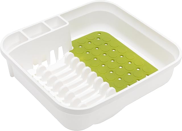 Addis Plastic Premium Dish Drainer In White And Green. BPA Free.