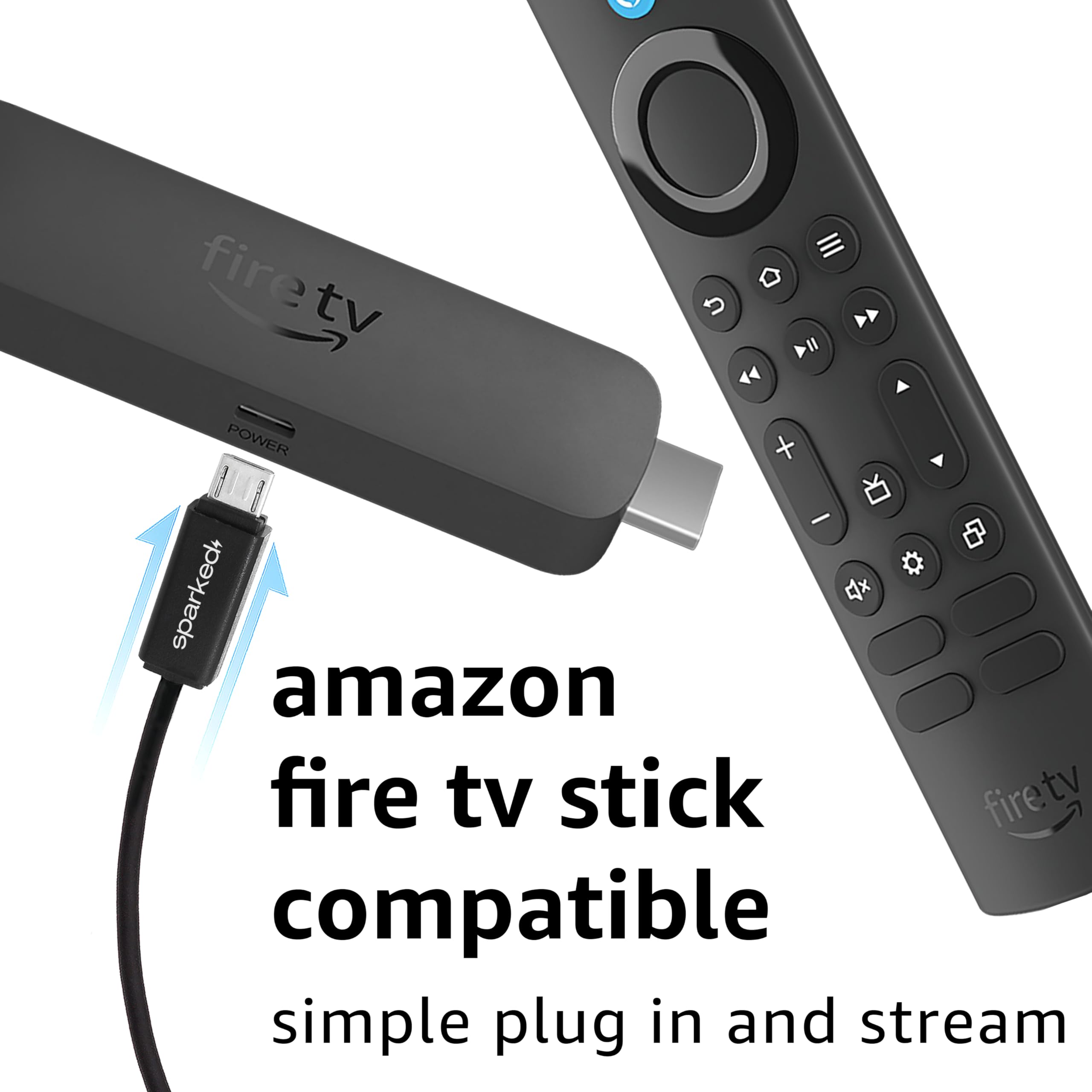 SPARKED Fire TV Stick Charger Power Cord for Amazon Fire Stick, 4K