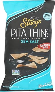 Stacy's Sea Salt Pita Thins, 15.6 Ounce Pack of 6 - Non-GMO, No Artificial Colors or Flavors, Crispy Snack Chips