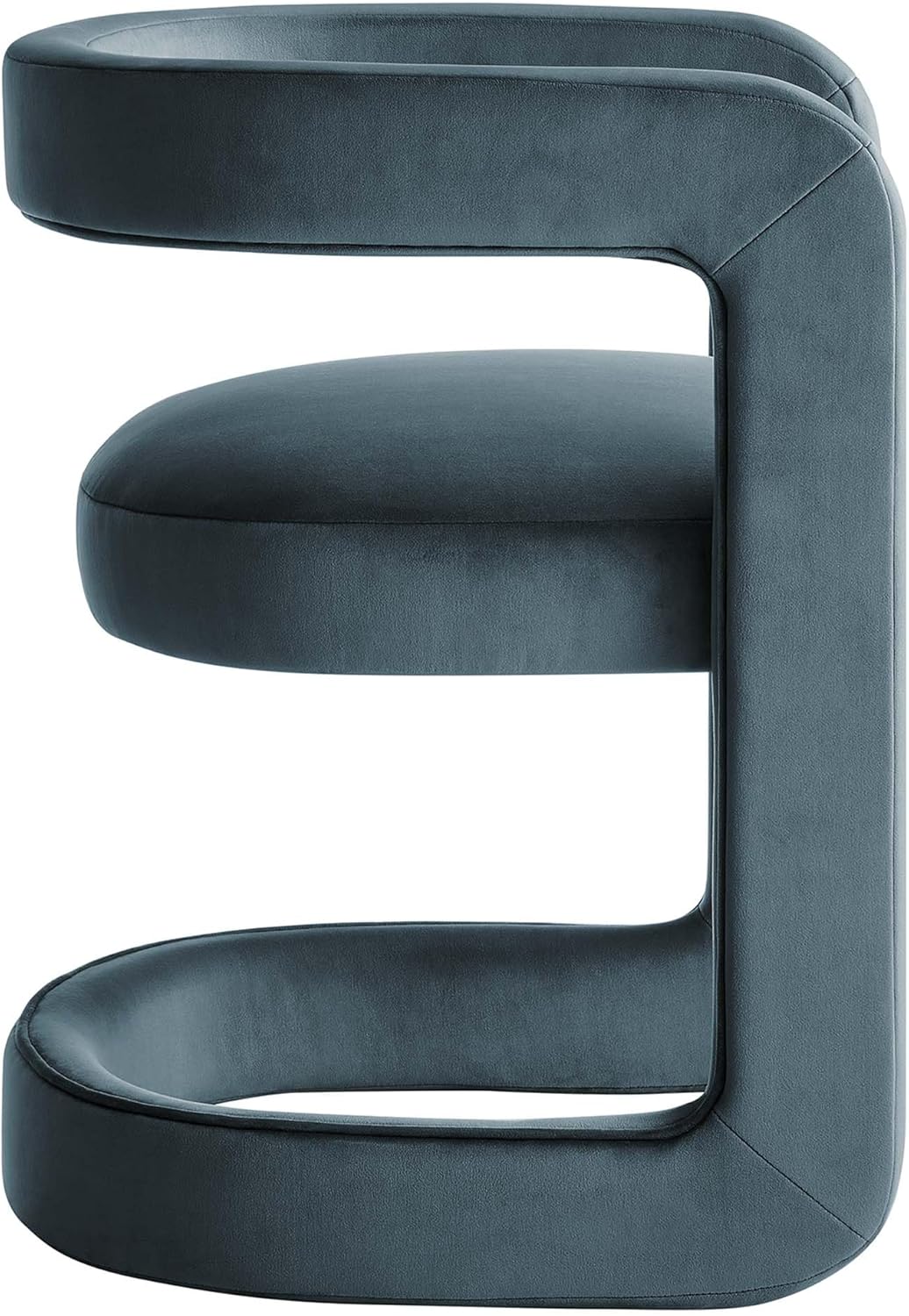 Modway Winslow Stain-Resistant Performance Velvet Dining Chair in Cadet Blue - Open Back Barrel Armchair - Upholstered Dining Chair - Cozy Reading Chair or Velvet Vanity Chair
