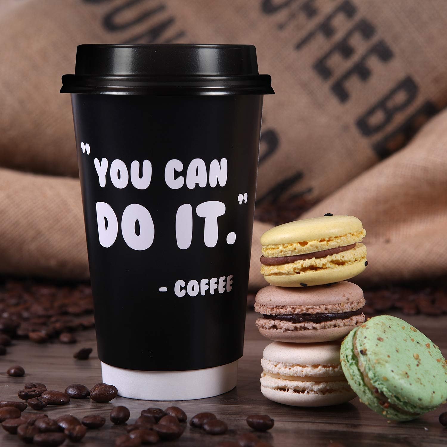 Exсluѕіvе Dіѕсоunt 70% Prісе Premium 16oz Disposable Paper Coffee Cups With Lids (50ct) - 5 Fun Quotes in Each Pack - Make Your Own Coffee or Tea With These Paper Coffee Cups - Insulated Double Wall - No Need For Sleeves