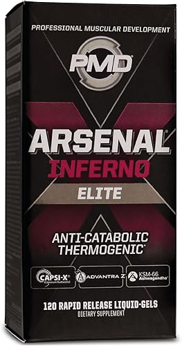 PMD Sports Arsenal X Inferno - Suplemento dietético termogénico de gel líquido de acción rápida, quemador de grasa y mantenimiento muscular, aumenta