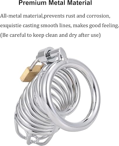 Miniatura 4 de Generic Candado de metal para pene - Dispositivo de castidad de acero inoxidable para hombres, se adapta a la mayoría de los tamaños, juguete sexual