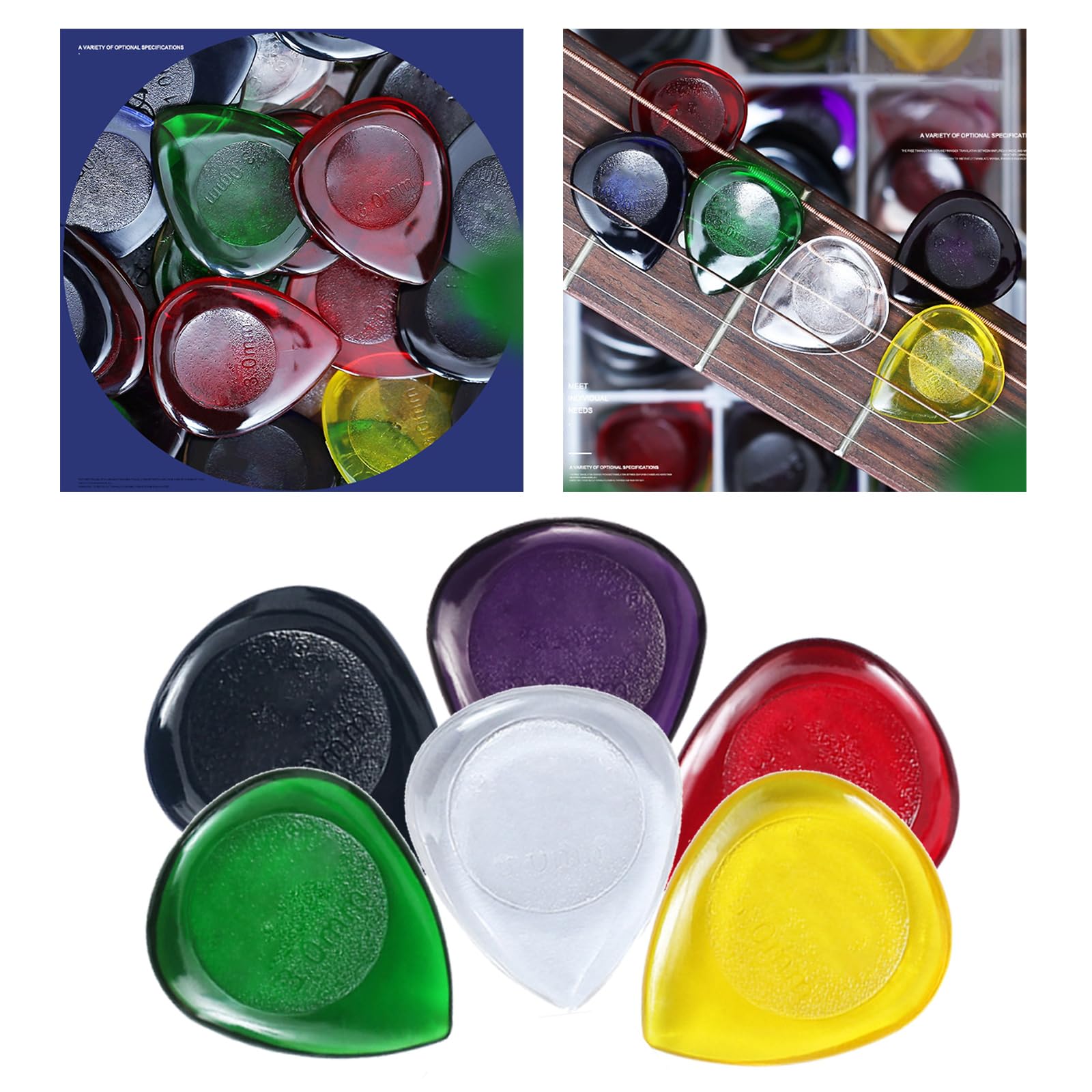 Lot De 6 Médiators En Forme De Goutte – Pour Guitare Acoustique Et électrique (épaisseurs Variées)