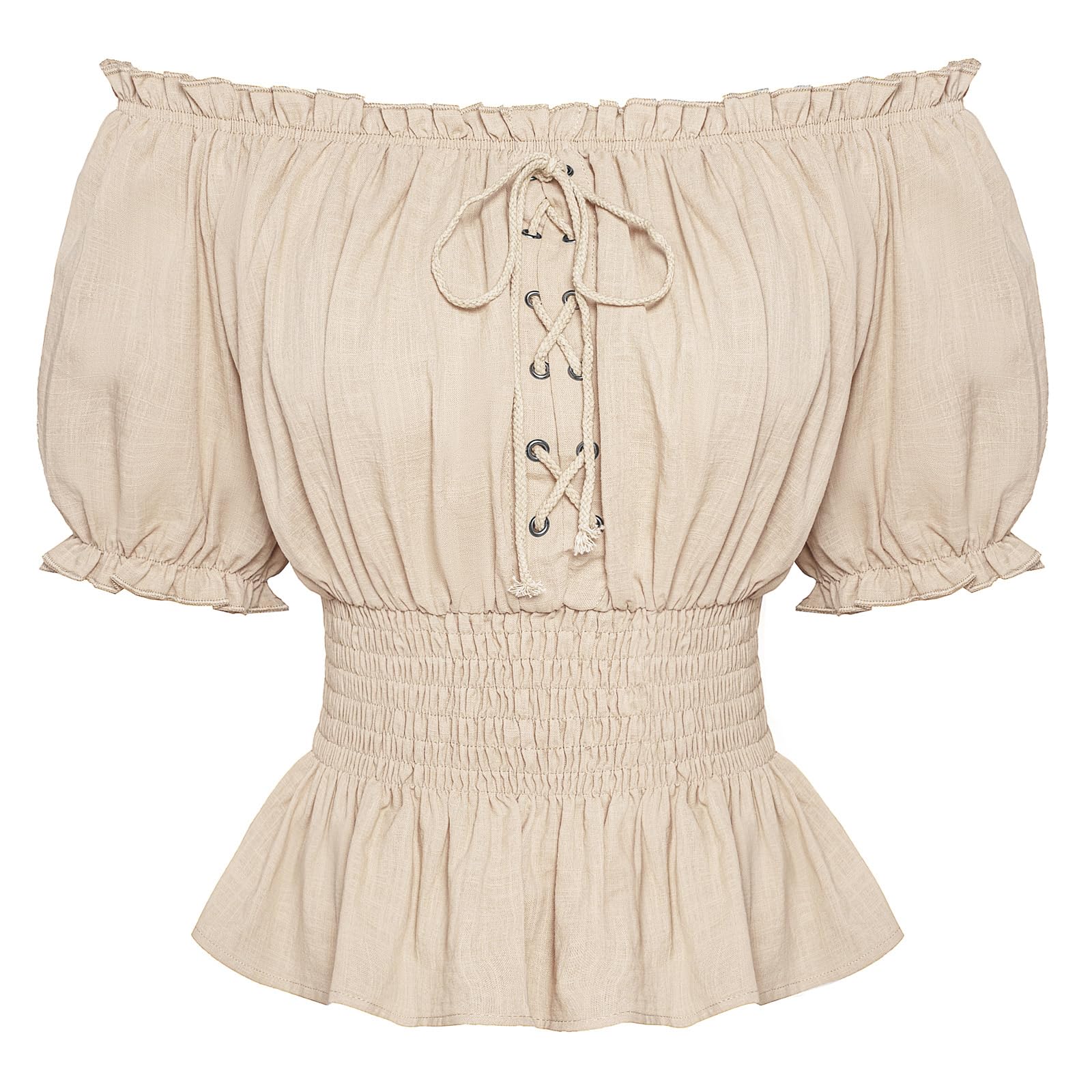 SCARLET DARKNESS Damen Renaissance Trachtenbluse Mittelalter Schulterfrei Corsagen Bluse