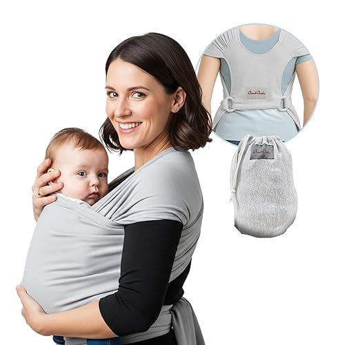 Portabebés Bandolera manos libres para recién nacidos hasta niños pequeños de hasta 50 libras Estilo camiseta, talla única, doble costura, algodón