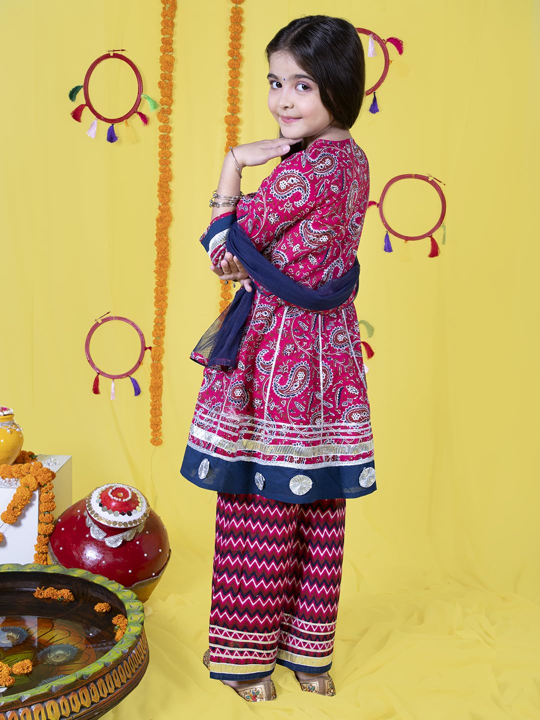 Naughty Ninos Angrakha Kurta etnica con pigiama e Dupatta per bambine da 3 a 15 anni