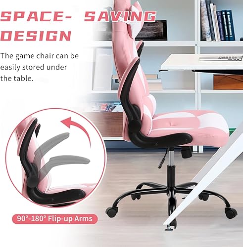 Miniatura 4 de Silla ergonómica para juegos de PC, silla de computadora ajustable, silla giratoria de videojuegos, silla de carreras con soporte lumbar y