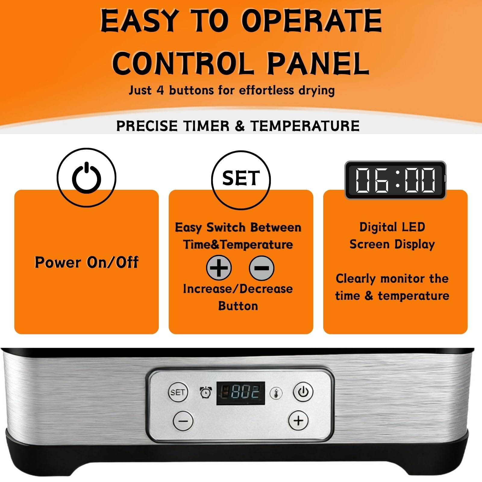Máquina deshidratadora de alimentos para alimentos y ceces, 300 W 165 °F Control de temperatura y temporizador de 24 horas con 5 bandejas sin BPA Secadora de frutas para corazones, frutas, golosinas