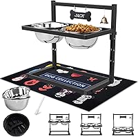 Vista 18 de Cuencos elevados con comedero lento para perros grandes y medianos, soporte elevado, ajustable y antideslizante con 2 cuencos de acero inoxidable