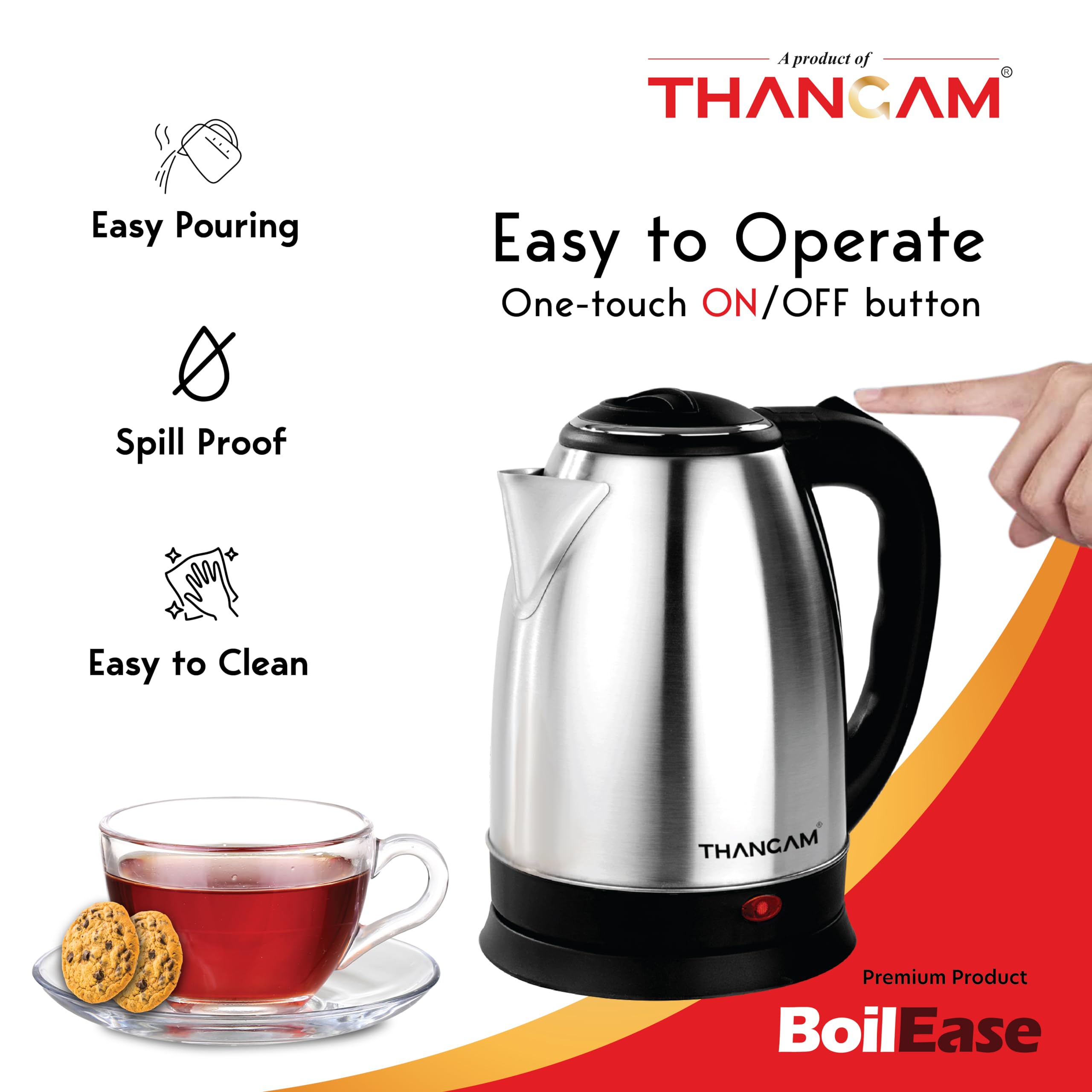Thangam Stainless Steel Electric Kettle - 1.5L -9