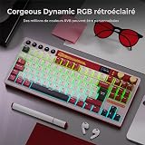 RK ROYAL KLUDGE M87 Mechanical Keyboard Wireless, 75 percent Gaming Keyboard 2.4Ghz/Bluetooth/USB-C Gasket RGB Keyboard US Layout with 7500mAh Battery, LCD Smart Display & Dual Knob, Cream Switch, Red - 10