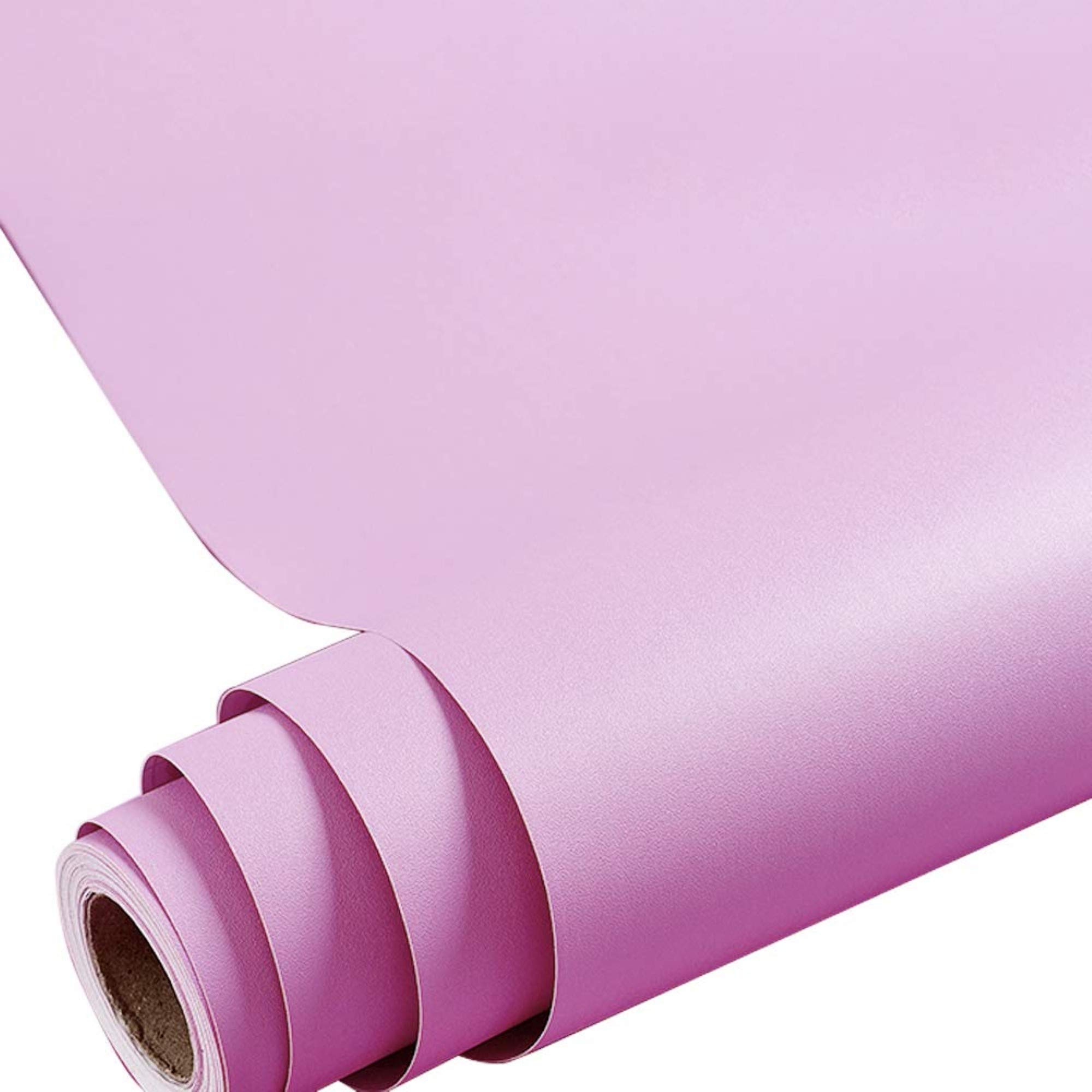 Fusion Graphix Matt Pink Vinyl Contact Paper Decorative Self Adhesive Shelf Liner Waterproof Removable Peel and Stick Wallpaper for Bedroom Living Room Wall Décor 12X48INCH