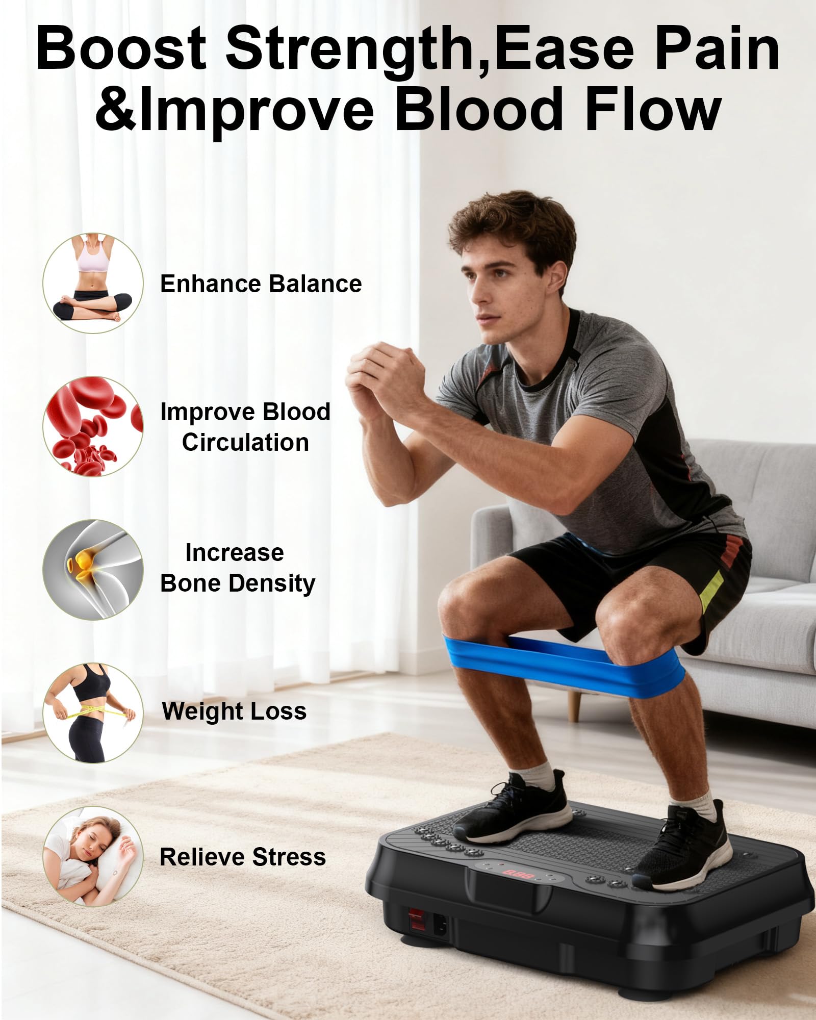 vivaspa whole body vibration machine w/bluetooth speaker & resistance bands Vivaspa Vibration Platform Body Slimming Exercise Machine for sale online
