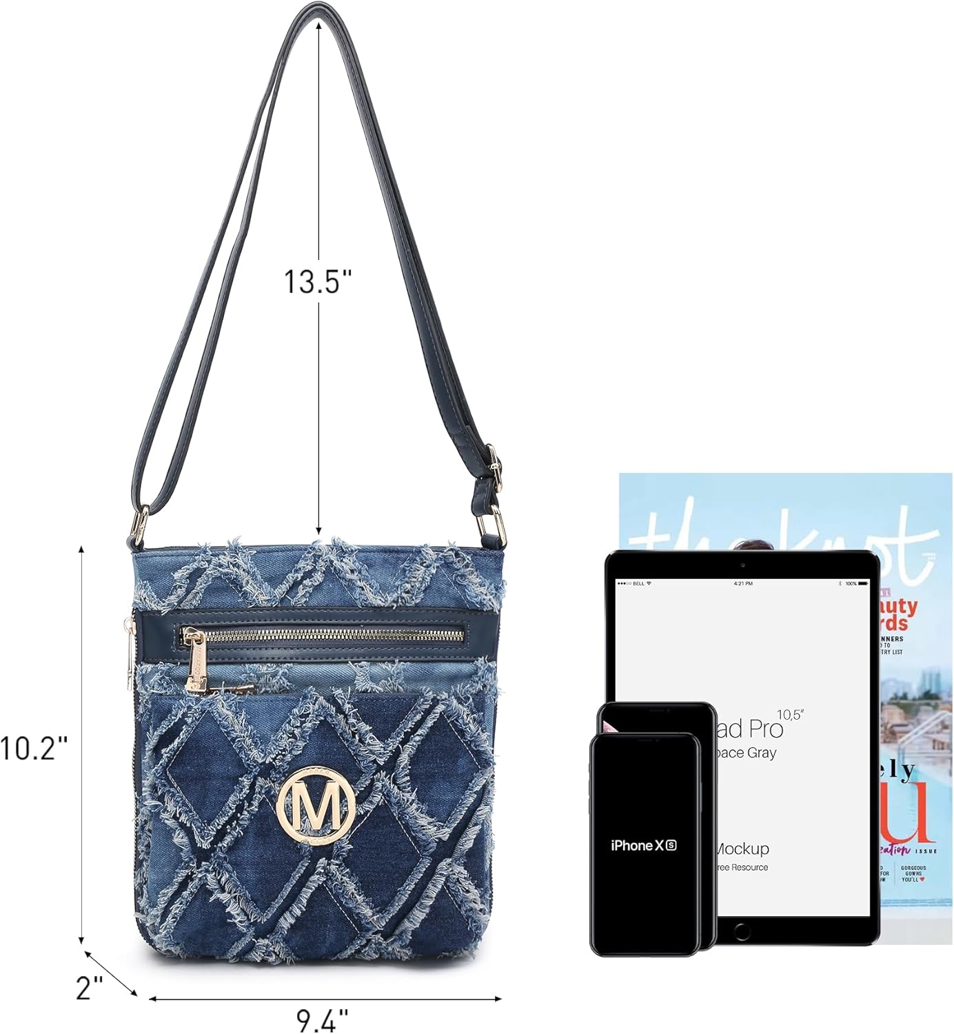 Crossbody Bags for Women Travel Vegan Leather Multi Zip Pockets Crossbody Purses Trendy Monogram Shoulder Bags - Image 4