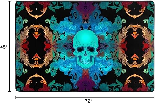 Miniatura 2 de Alfombras de cráneo, alfombra de cráneo de luz negra, alfombras de baño antideslizantes, alfombras suaves para decoración de cocina, dormitorio,