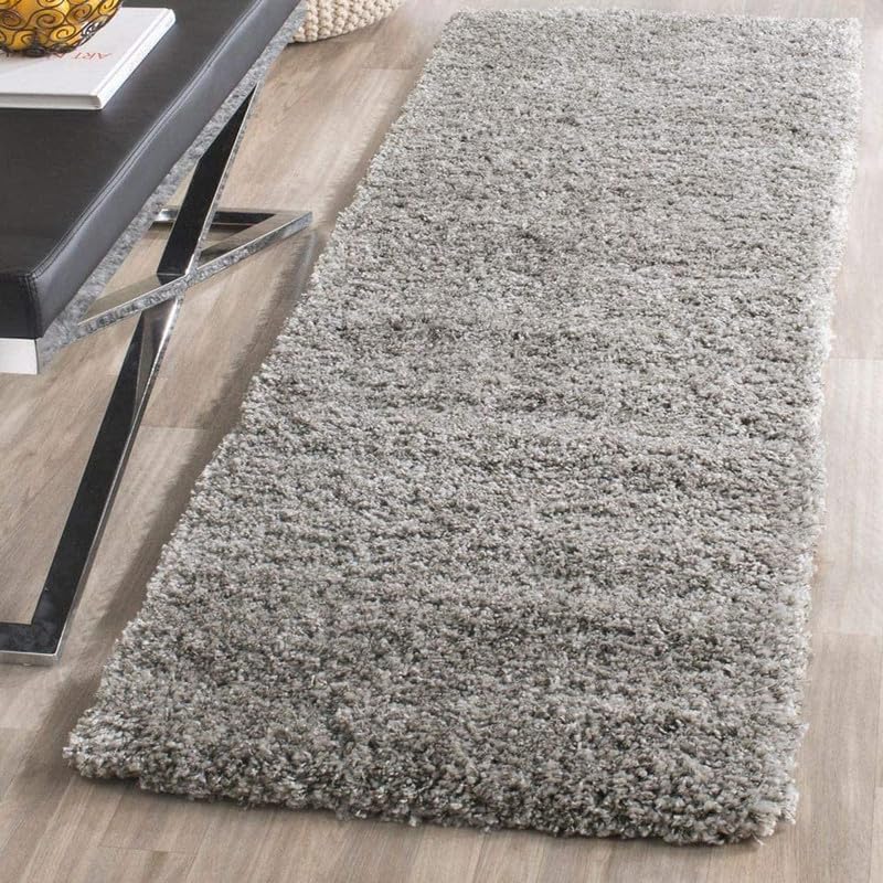 Image of FIASCO Shaggy Carpet Bedside Runner | 2 Inch Pile Height Back in Canvas for Bedroom, Kids Room, Guest Room | Area Rug Microfiber Soft Plush Fluffy Shaggy Carpet | 2x6 Feet Light Grey