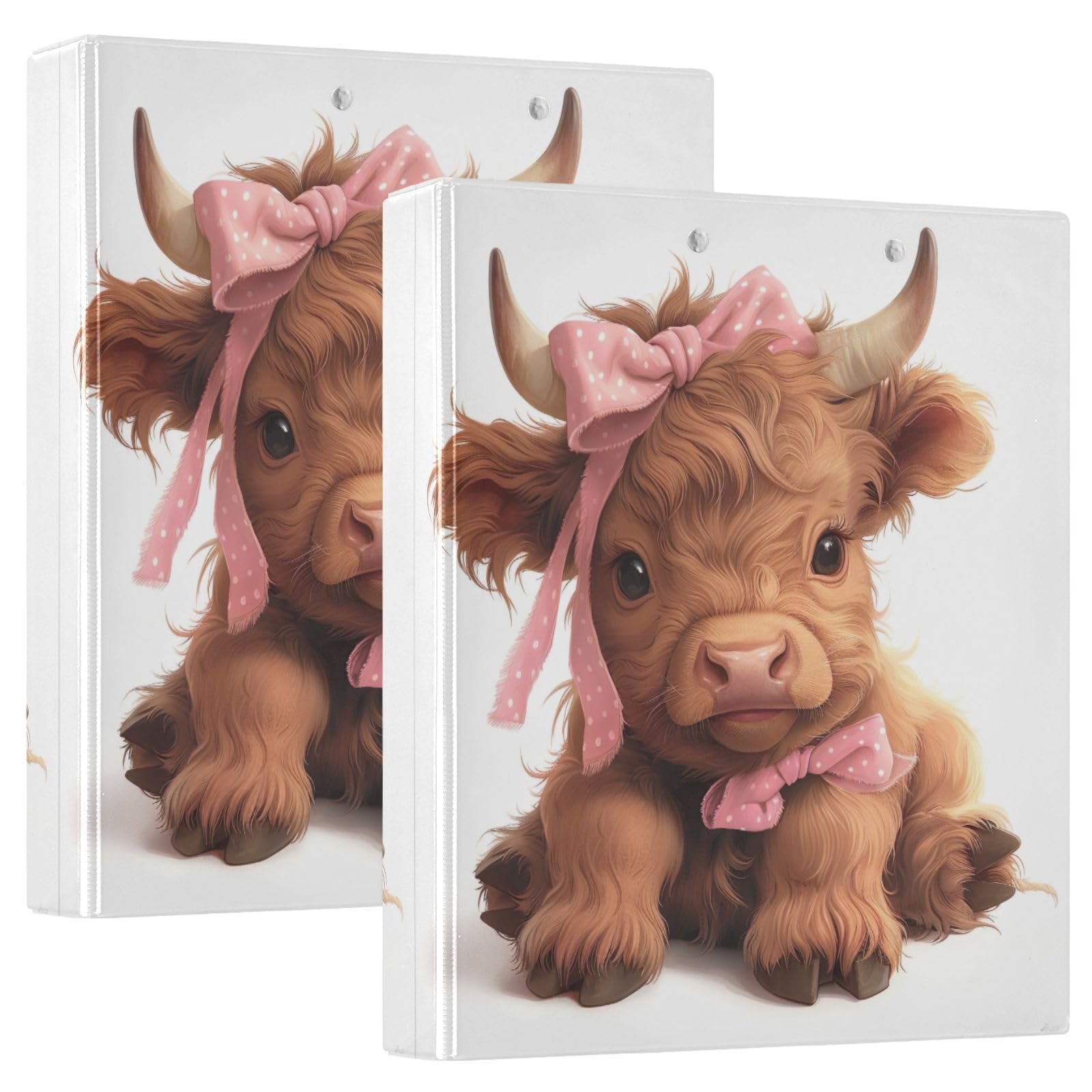 Raccoglitore a 3 anelli con stampa di mucca delle Highland, raccoglitore flessibile ad anelli a D con tasche, 3 raccoglitori ad anelli per scuola, università, ufficio